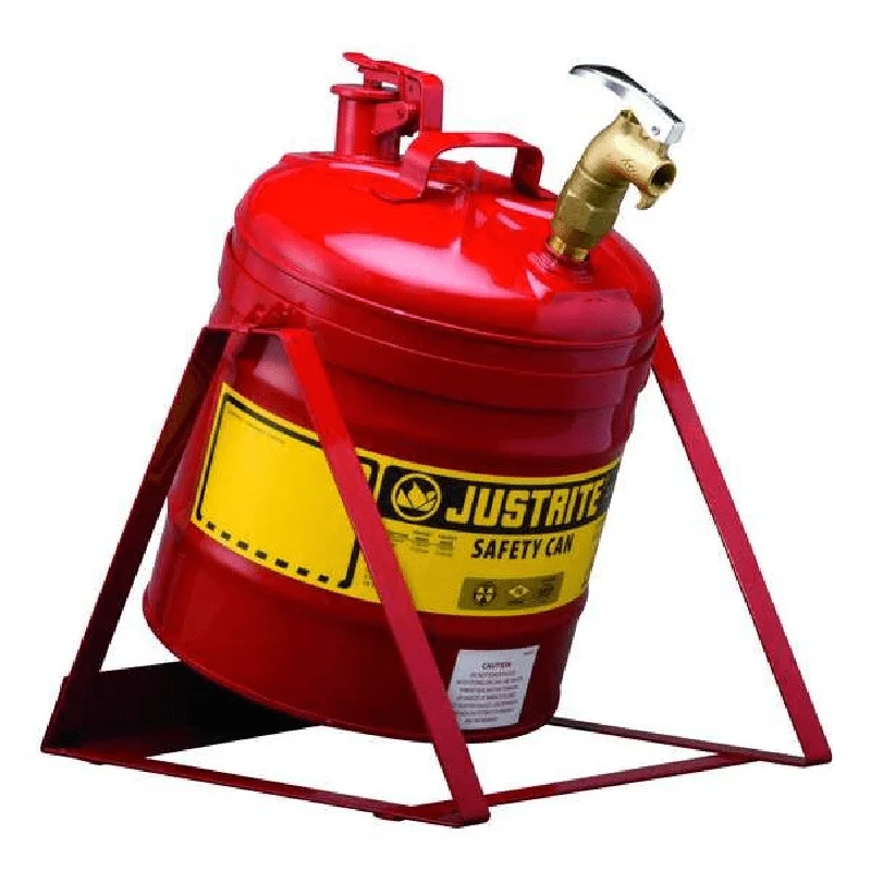

Safety Can, Steel, Brass, 5 gal, Red, 11 3/4 in Dia., Flammables