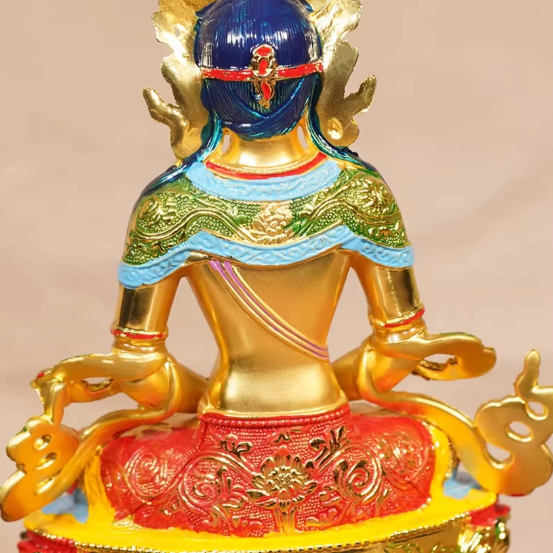 5-Inch Gilt Buddha Statue with Infinite Longevity National Handicraft Traditional Artwork with Offering Ornaments