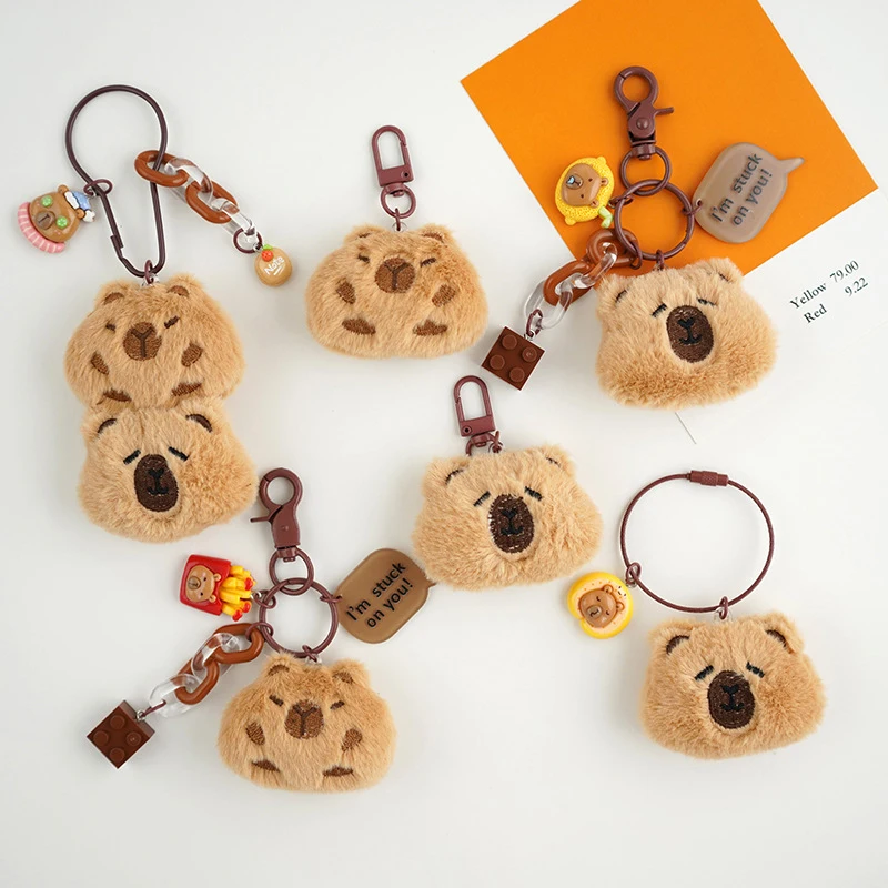 Creative Capybara Plush Doll Keychain Soft Stuffed Animal Capybara Doll Pendant Fashion Backpack Decoration Accessories Gifts