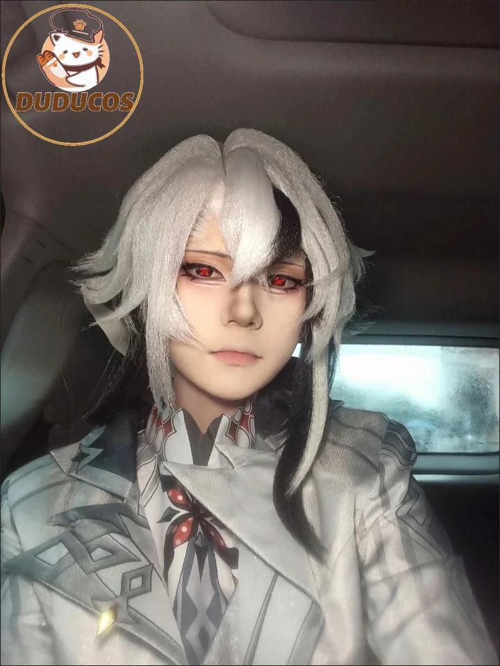 NA STANIE Arlecchino Cosplay Gra Genshin Impact【S-2XL】DUDU-N Damski Kostium Halloween Fatui Harbinger Arlecchino Rekwizyt Peruka