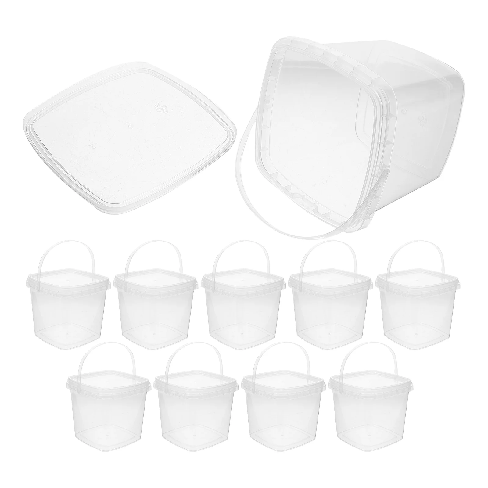 

10 Pcs Ice Cream Bucket Storage Mini Square Container Pail with Lids Tub Pails Pp Tubs Containers