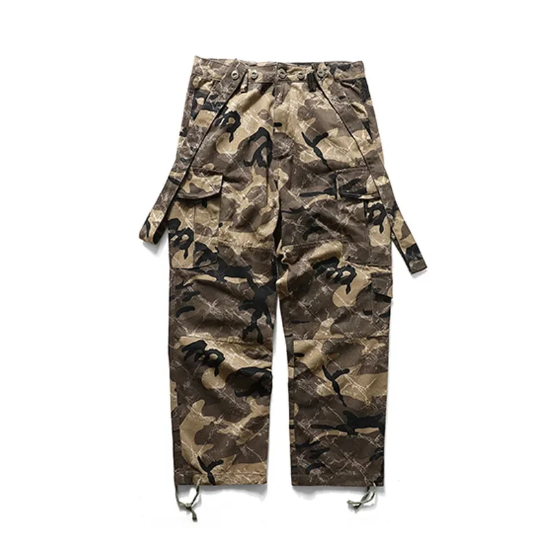 Military Style Camouflage Multi Pocket Button Strap Overalls Outdoor Sport Camping Hunting Army Fans Cargo Trousers Hiking Pants