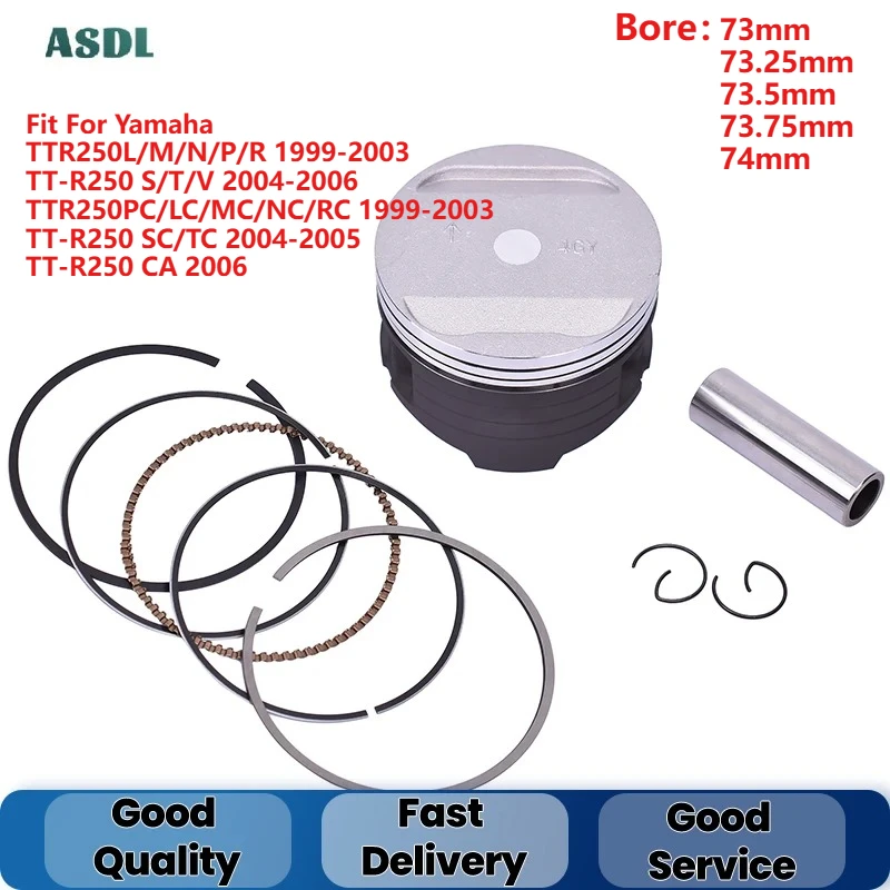 

73mm 73.25mm 73.5mm 73.75mm 74mm STD~+100 Motorcycle Engine Piston Rings For Yamaha TTR250 93-94 TT-R250 Raid 94-95 TT-R TTR 250
