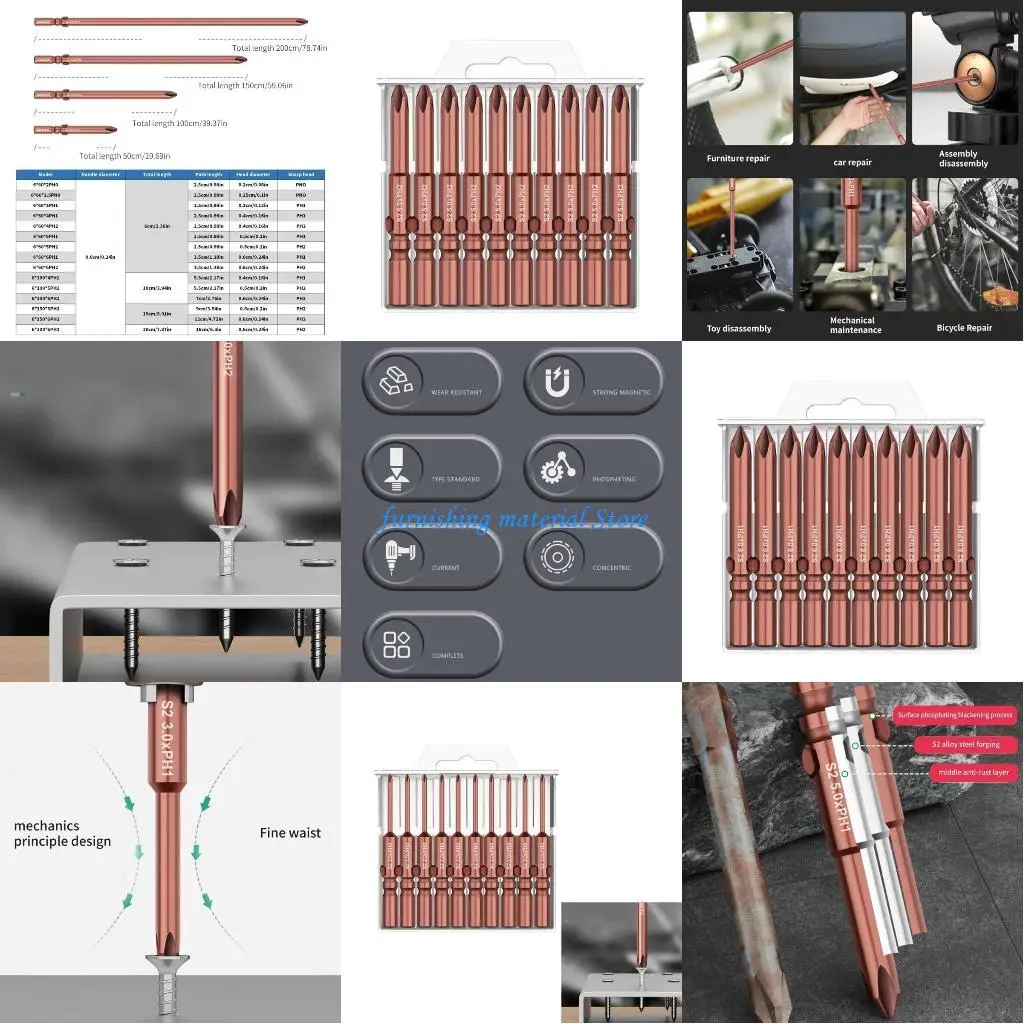 

Y5GD Impacts Crossing Bit Long Screwdriver Bit PH0 PH1 PH2 1/4Inch Shank Crossing Impacts Driver Bit for Drilling