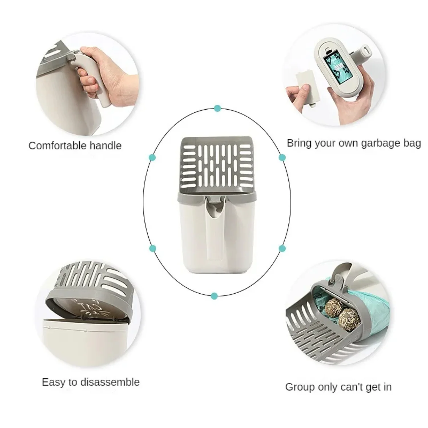 

Premium Cat Litter Scoop with Bags,Integrated Detachable Deep Cat Litter Shovel with Waste Container,Cat Litter Disposal System