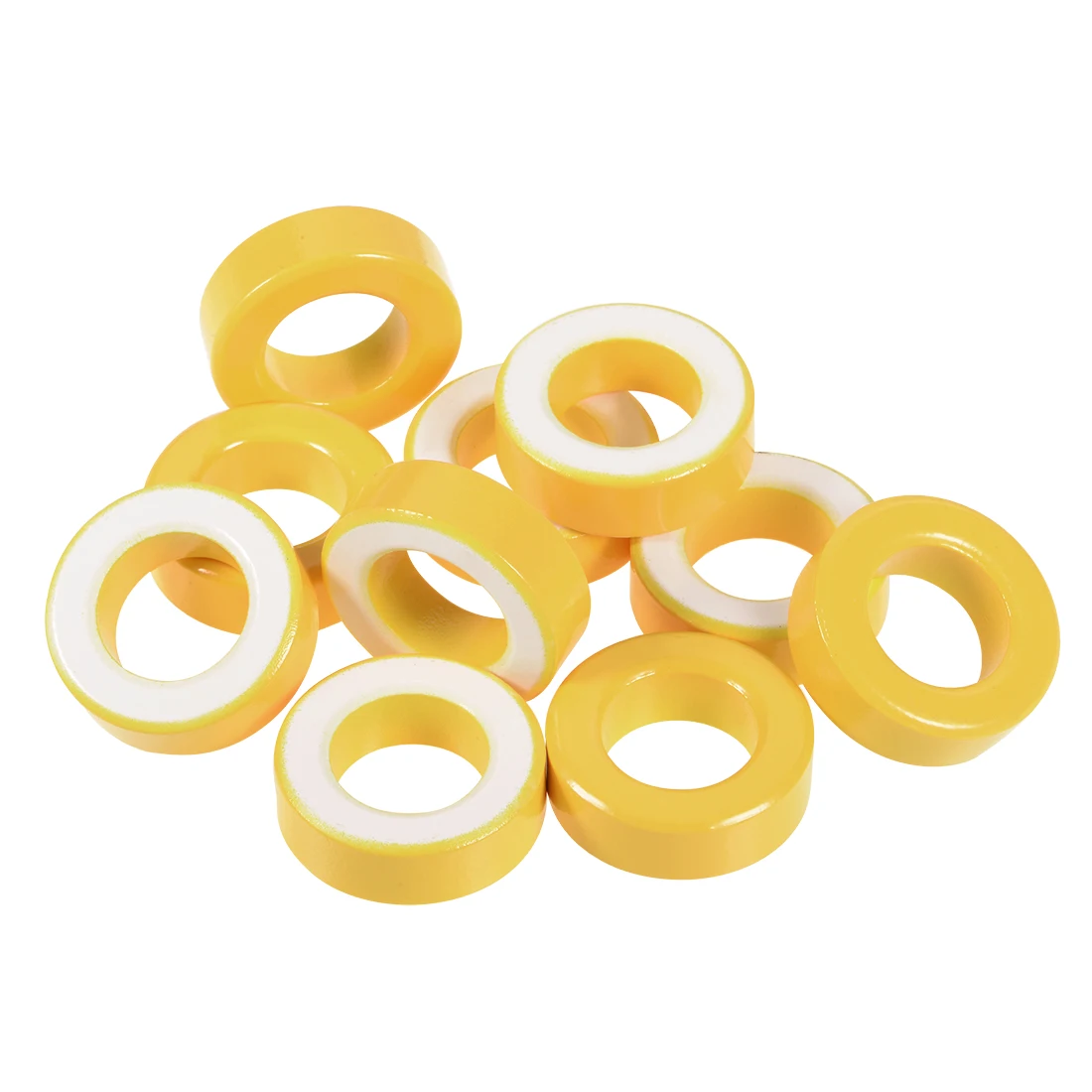 10pcs 19.5x33.5x11.1mm Toroid Core Ferrite Chokes Ring Iron Powder Inductor Ferrite Rings Yellow White for Power Transformers