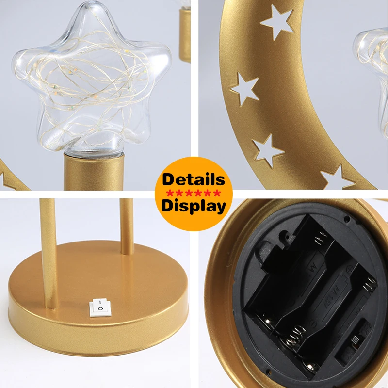 Lampe de Table LED en Métal avec Batterie, Luminaire Décoratif d'Nik, Veilleuse de Noël, Idéal pour un Festival, une ix, un Restaurant ou une Table de oral et