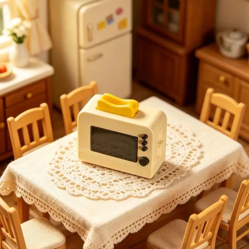 1 Set Simulation Miniature Bread Model Toy 1:12 Dollhouse Mini Bread Machine Home Toaster Family Toys Doll Accessories