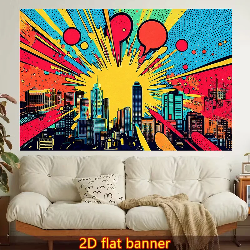 1pc of Trendy 2D Flat Printed Wall Tapestry, Featuring an Urban And Colorful Comic Book Style. It Offers Vibrant Aesthetics, Perfect for Enhancing The Decor of a Living Room