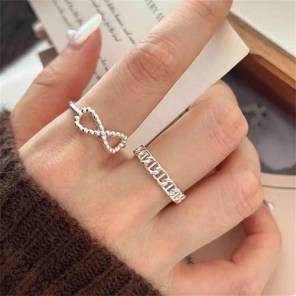 

Korean S925 Ring - Bead Hollow Bow, INS Niche Office Minimalist Open Women