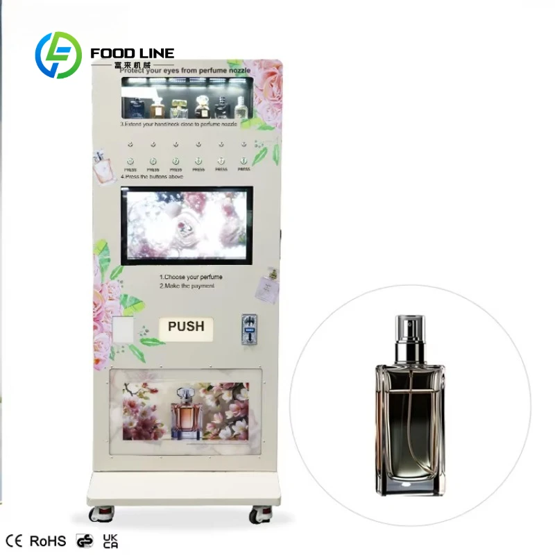 OEM ODM Factory Fragrance Sample Vending Machine Wall Mounted Cologne Perfume Spray Vending Machine with 6Flavor and LED Display