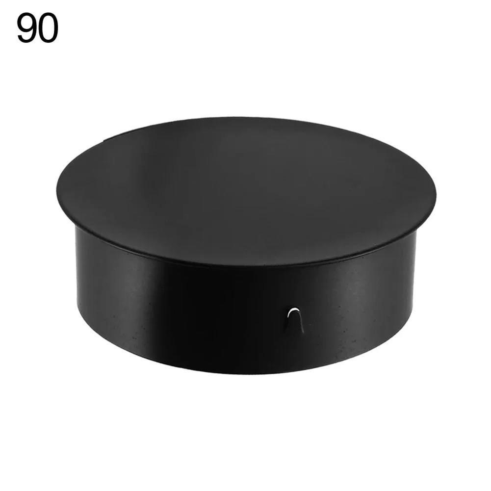 Cubierta de orificio para chimenea, cubierta de tubo de estufa, cubierta de chimenea de 50-200MM, cubierta de tubo de estufa negra de acero inoxidable, piezas de calefacción