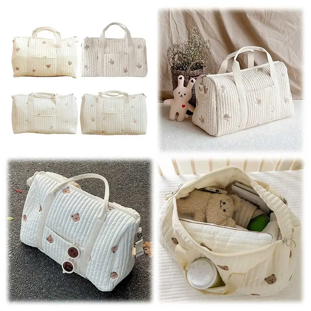 

Baby Diaper Bag Embroidered Nappy Organizer with Zipper Messenger Bag Mom Bag Storage Bag Luggage Tote Bag for Travel