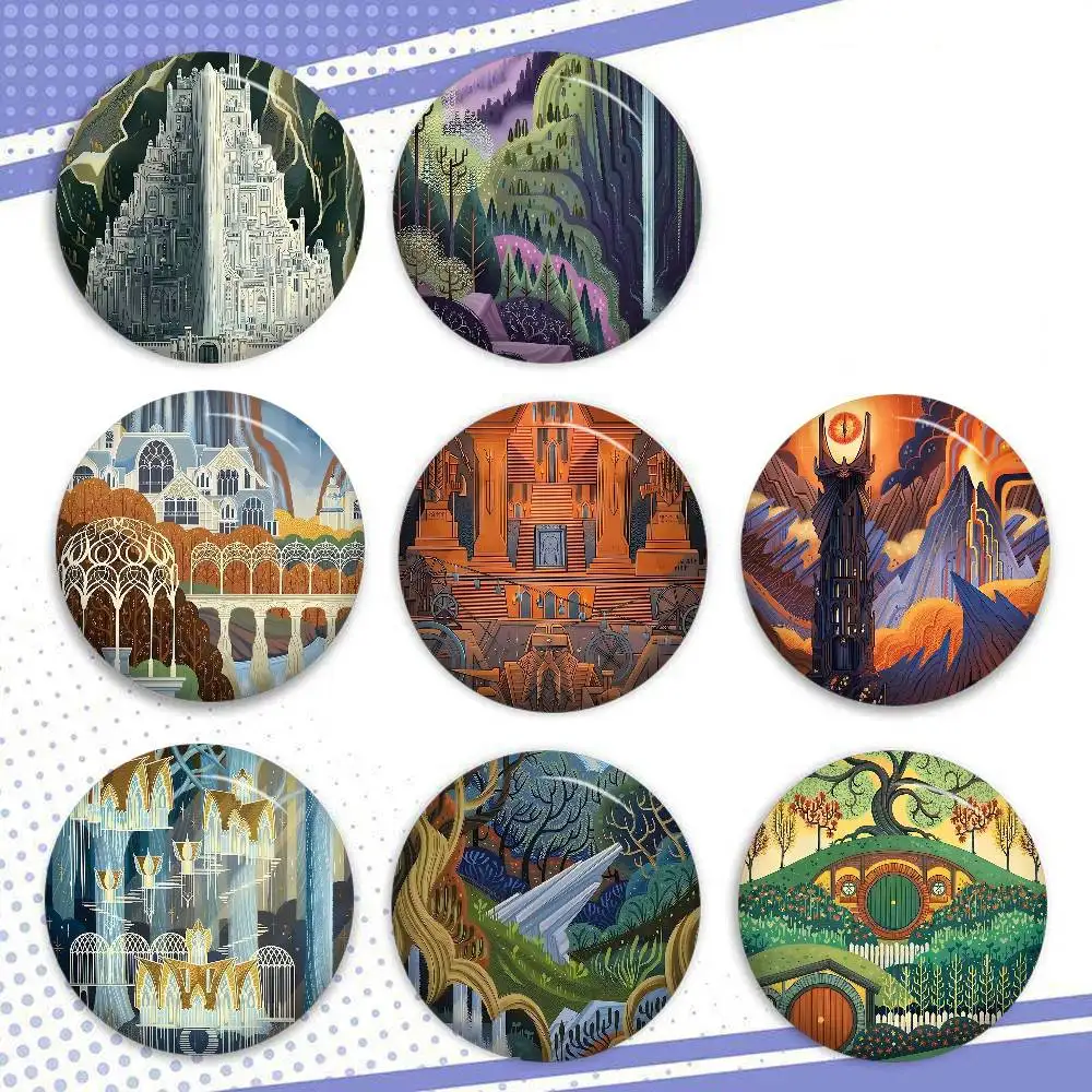 Abstrakte Ring-Kunst Retro Reise-Cartoon-Broschen Anime-Abzeichen Runde handgemachte Brosche Anstecknadeln Schmuck für Rucksack und Kleidung