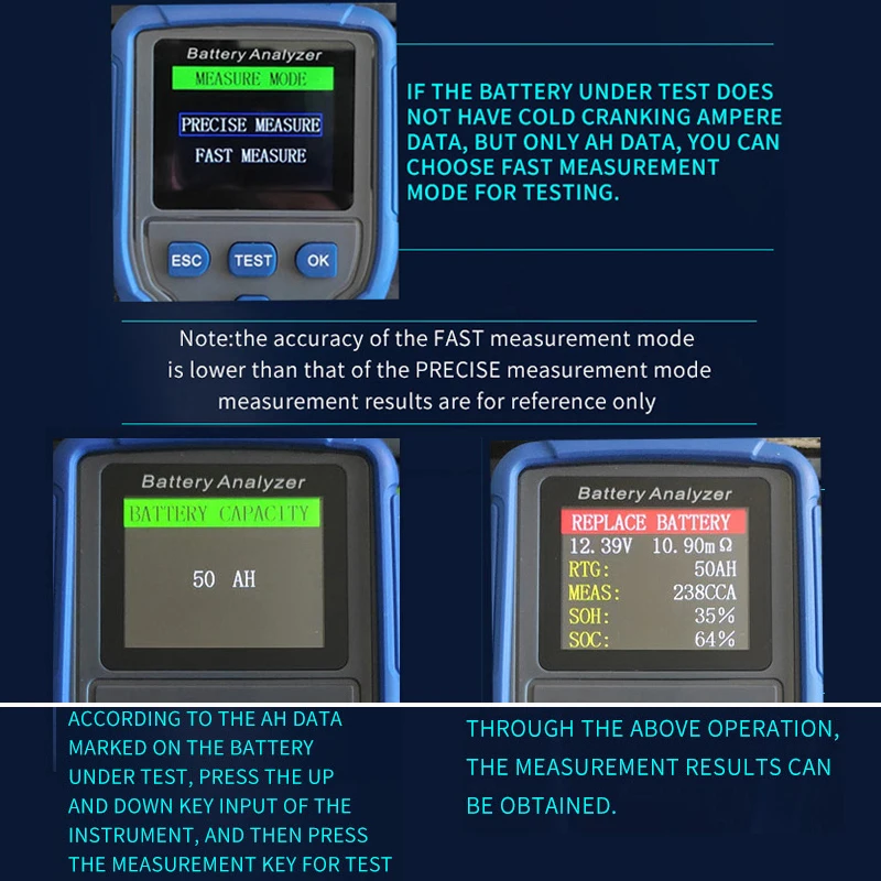 TM2020A High Precision 12V 24V Battery Internal Resistance Life Capacity Tester Car Battery Analyzer