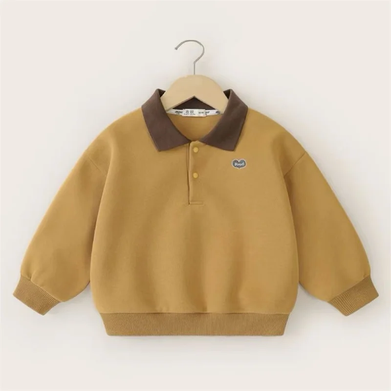 Jungen Pullover Kinder Polo Kragen Pullover Frühling Herbst Neue Kinder Teenager Langarm Brief Mantel Baby Casual Pullover 2-8 Jahre – Detail 5