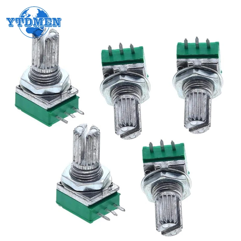 5PCS RK097 RK097N Potentiometer B1K 5K 10K 20K 50K 100K 500K 15mm 3Pin Audio Amplifier Sealed Linear Volume Potentiometers Kit