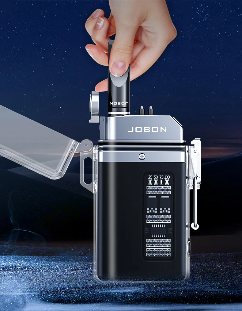 JOBON/Zhongbang cigarette holder cigarette lighter set with flash Type-C interface rechargeable dual arc lighter