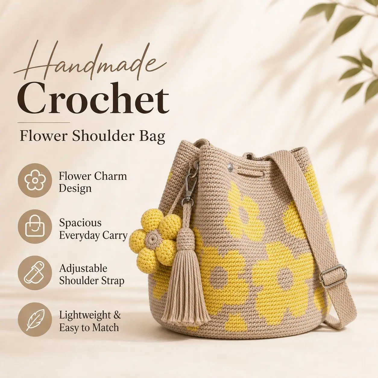 New HANDCRAFTED CROCHET FLOWER BAG Hand Crocheted Flower Bag