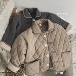 Boys Autumn Winter Literature and Art Retro Style Cotton Coats 2024 New Thickened Cotton Clothes Children Fashionable Warm Coat