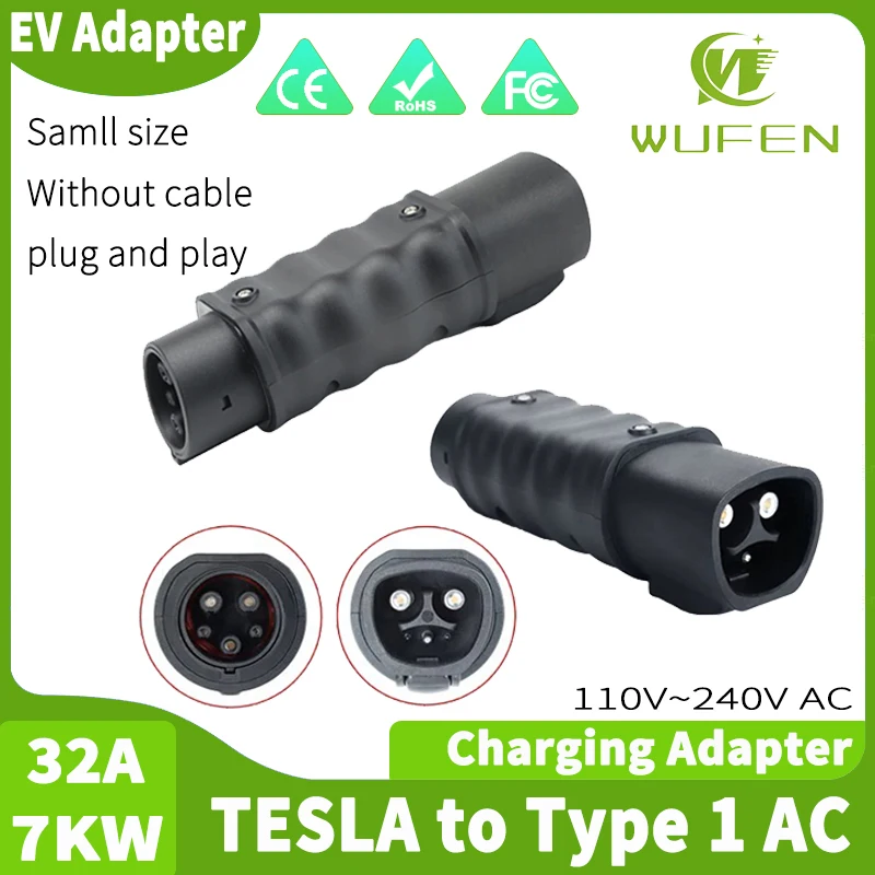 WUFEN NACS to J1772 Adapter Tesla to Type 1 Adapter 7KW 32A AC EV Charging Adapter for Type 1 J1772 Electric Vehicles