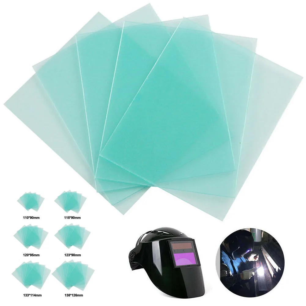 10Pcs/lot Clear PC Welding Shield Cover Green Clear Lens Protector Plate For Welding Screens Helmet Mask Replacement Accessories