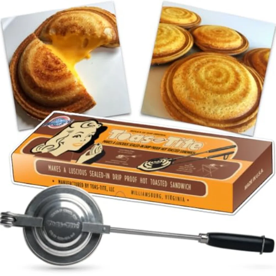 Sanduicheira Portátil Clássica, Grelhador de Sanduíches, Prensa de Panini, Ferro para Tortas, em Alumínio Fundido, Estilo Retrô 1945, para Fogão e Fogueira, para Sanduíches Quentes