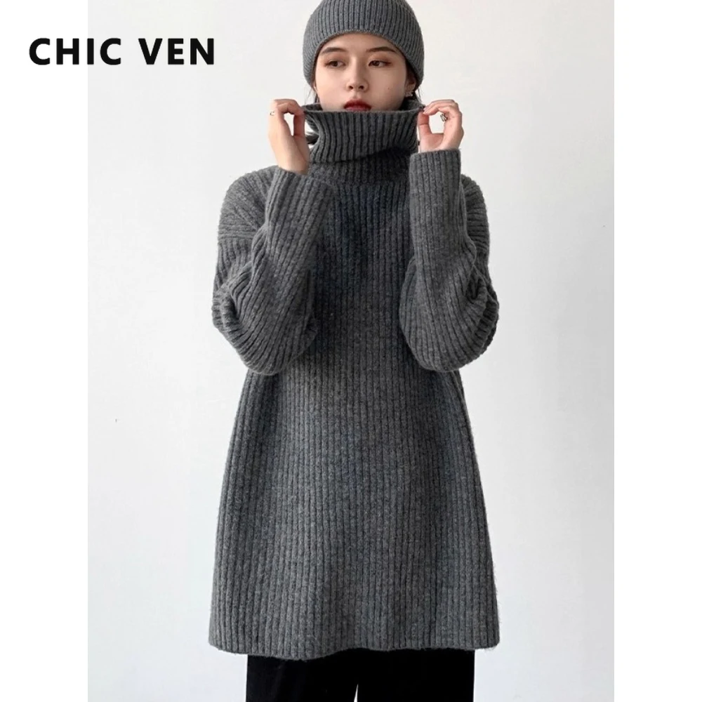

CHIC VEN Women Sweater Loose Casual Turtleneck Solid Pullover High Neck Underwear Bottomed Woman Jumpers Girl Autumn Winter 2025