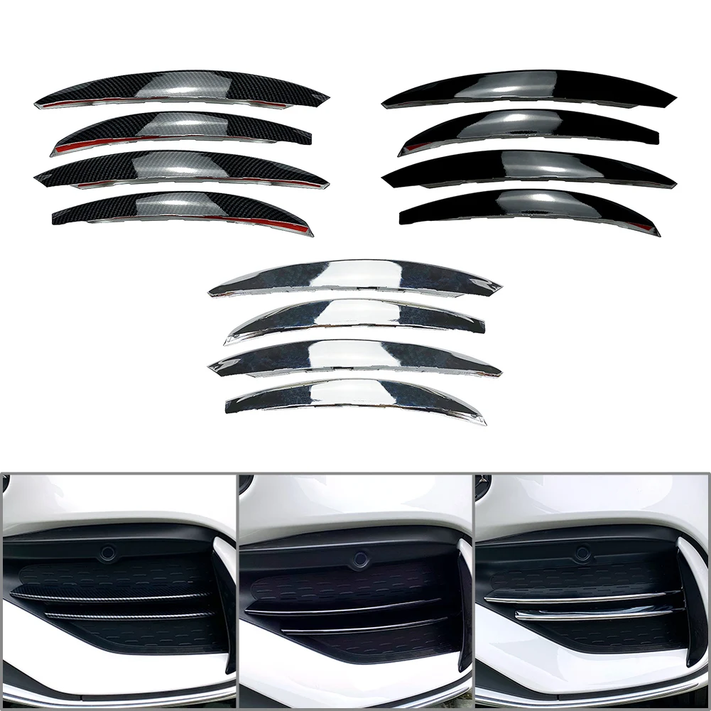 4Pcs Car Front Bumper Splitter Fins Body Spoiler Canards Cover Decoration Trim Exterior Parts For Mercedes Benz C-Class W206