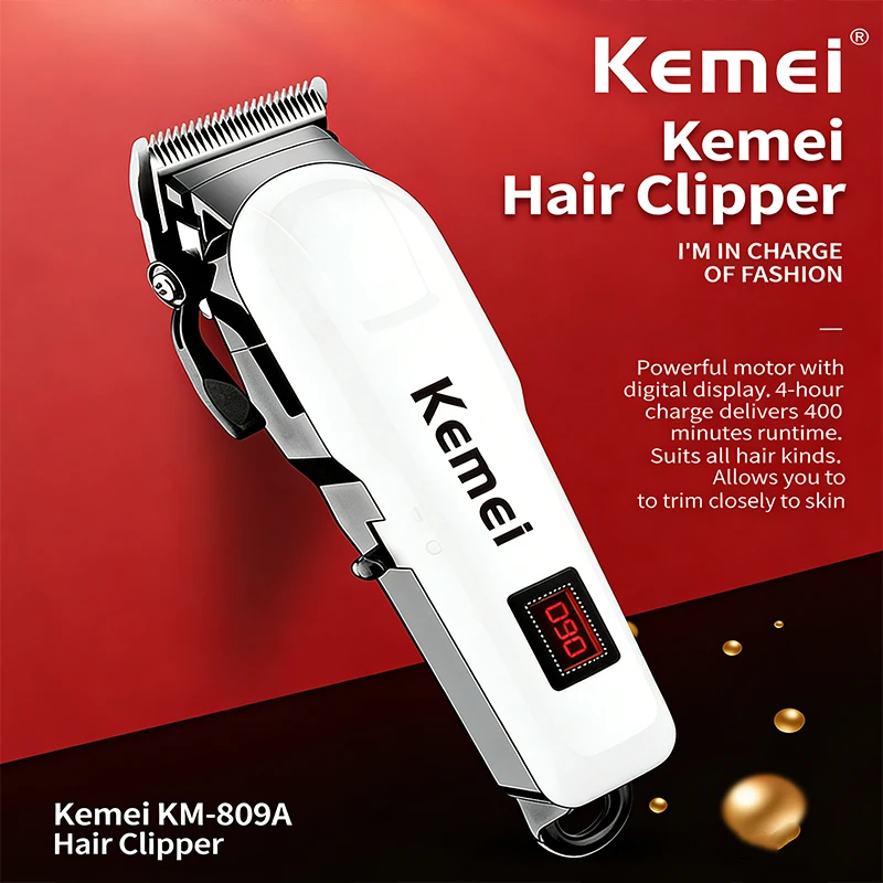 Kemei Hair Clipper Or Blade Hair Cut Maching Wireless Trimmer Men Professional Clipper Machine Rechargeable Hair Cut Barber 809A