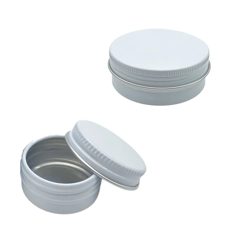 100Pcs Empty White Aluminum Jar Tin 5g 10g 15g 20g 30g 50g 60g 100g Pot Nail Art Makeup Lip Gloss Empty Cosmetic Tins Container