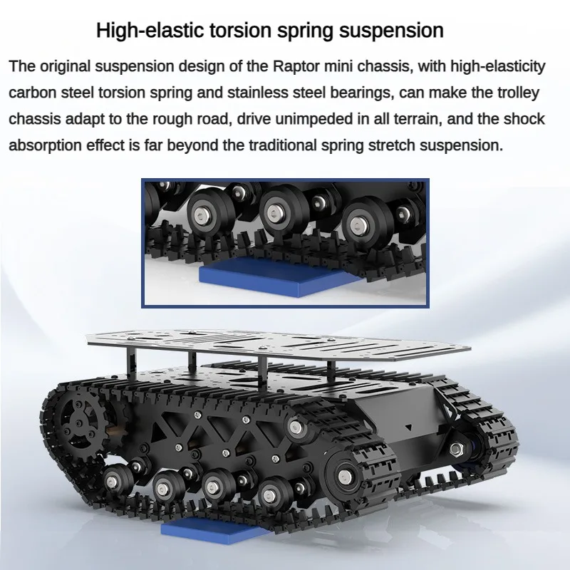 10KG Load Strong Shock Absorption Tank Chassis with Motor Suspension All Metal Tank Robot Kit Coding Motor Intelligent Robot Car