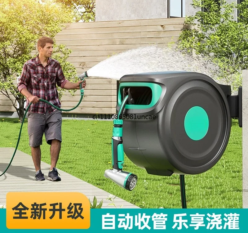 Hot Sale Automatic Retractable Garden Hose Reel Storage Rack Water Gun for Car Wash Yard Watering