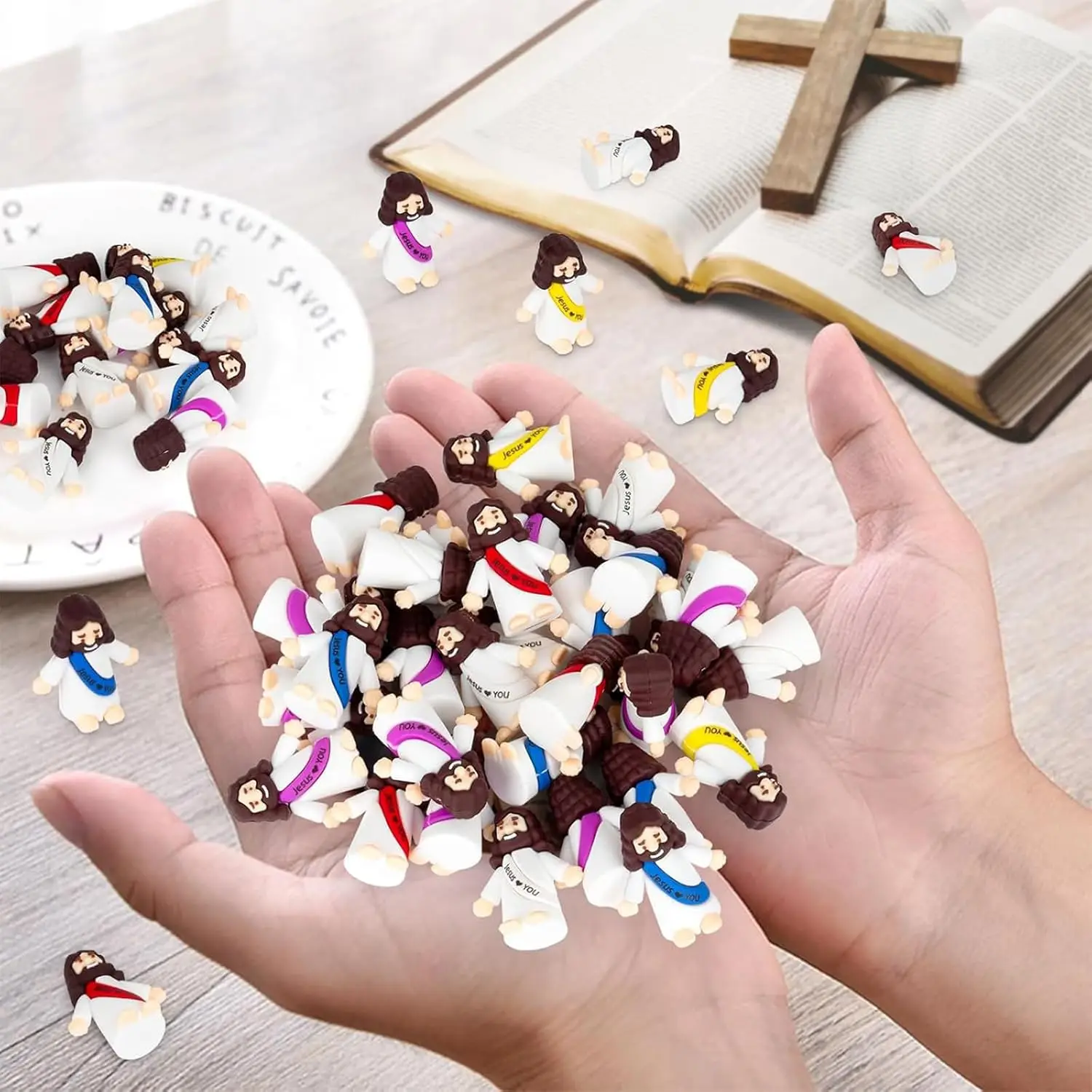 20 Little Jesus Figures Jesus Loves You Mini Jesus Figures Hide and Seek Religious Party Favors Sunday School Easter Egg Stuffer