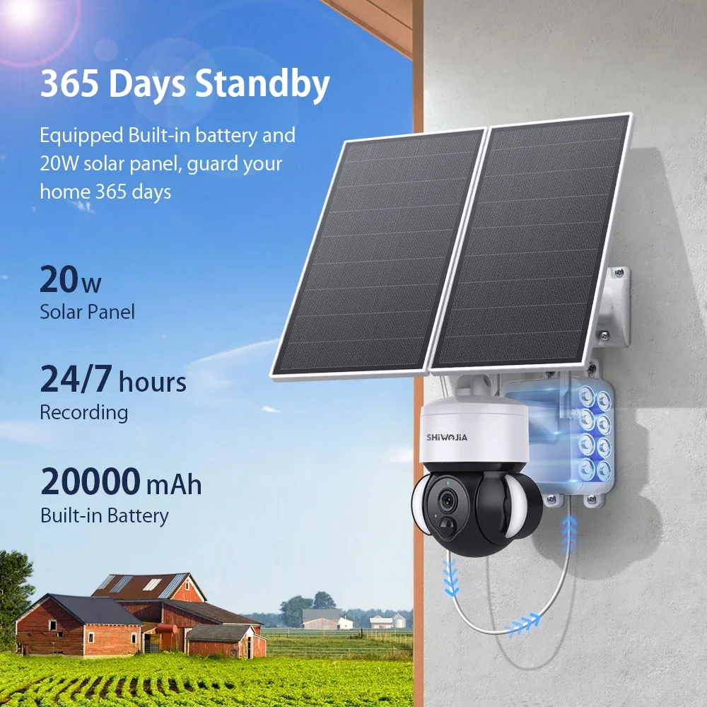 Caméra de permission Extérieure Solaire 62Camera 4G epi3MP avec Panneau Solaire 20W UBOX 360 PTZ CCTV Protection de Sécurité Batterie Vidéo IP