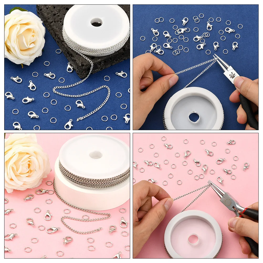 

1Set DIY Jewelry Making Chain Accessories Lobster Clasps Buckles Open Rings Bracelet Necklace Craft Kit Jewelry Making Kit
