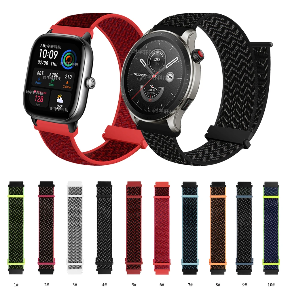 Sport Strap Nylon Loop Bracelet For Amazfit GTR 4 3 Pro Smart Watch 22mm 20mm Watchband For Amazfit GTS 4 2 Mini 2E/Bip 3 Pro