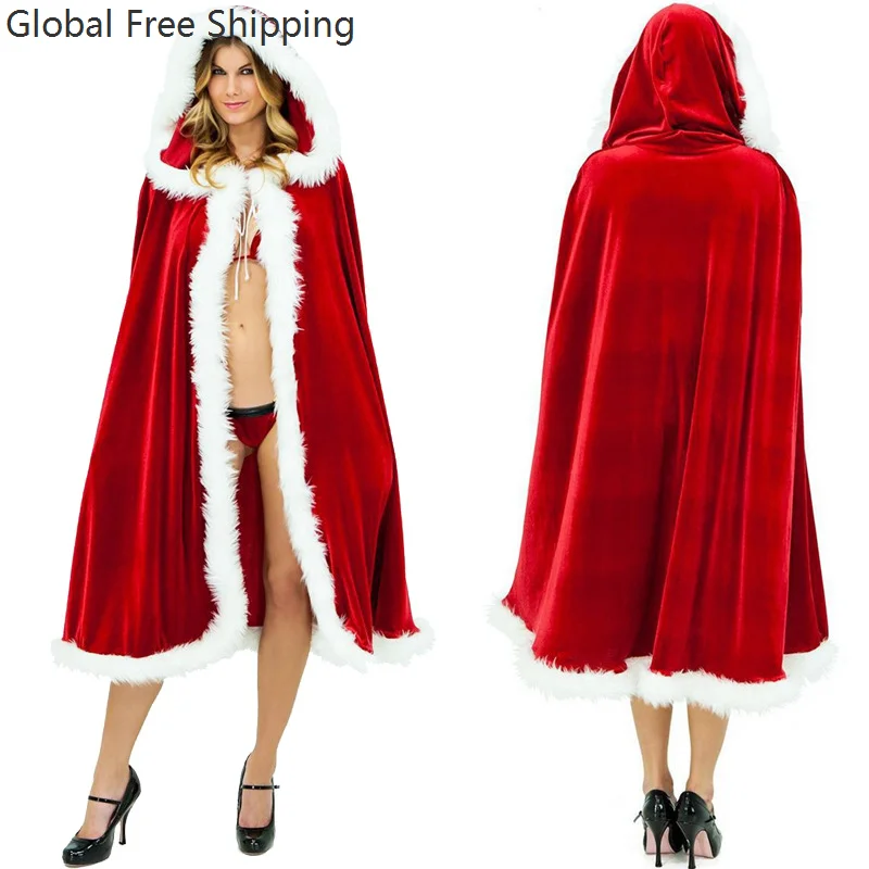 

Adult Children Cape Carnival Party Hooded Winter Christmas Cosplay Costume Santa Claus Cape Women Sexy Christmas Plush Cape 2026
