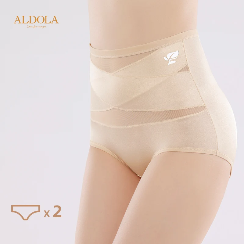 ALDOLA 2PCS High Waist Shaping Panties Women Breathable Tummy Control Brief Shapewear Body Shaper Underwear