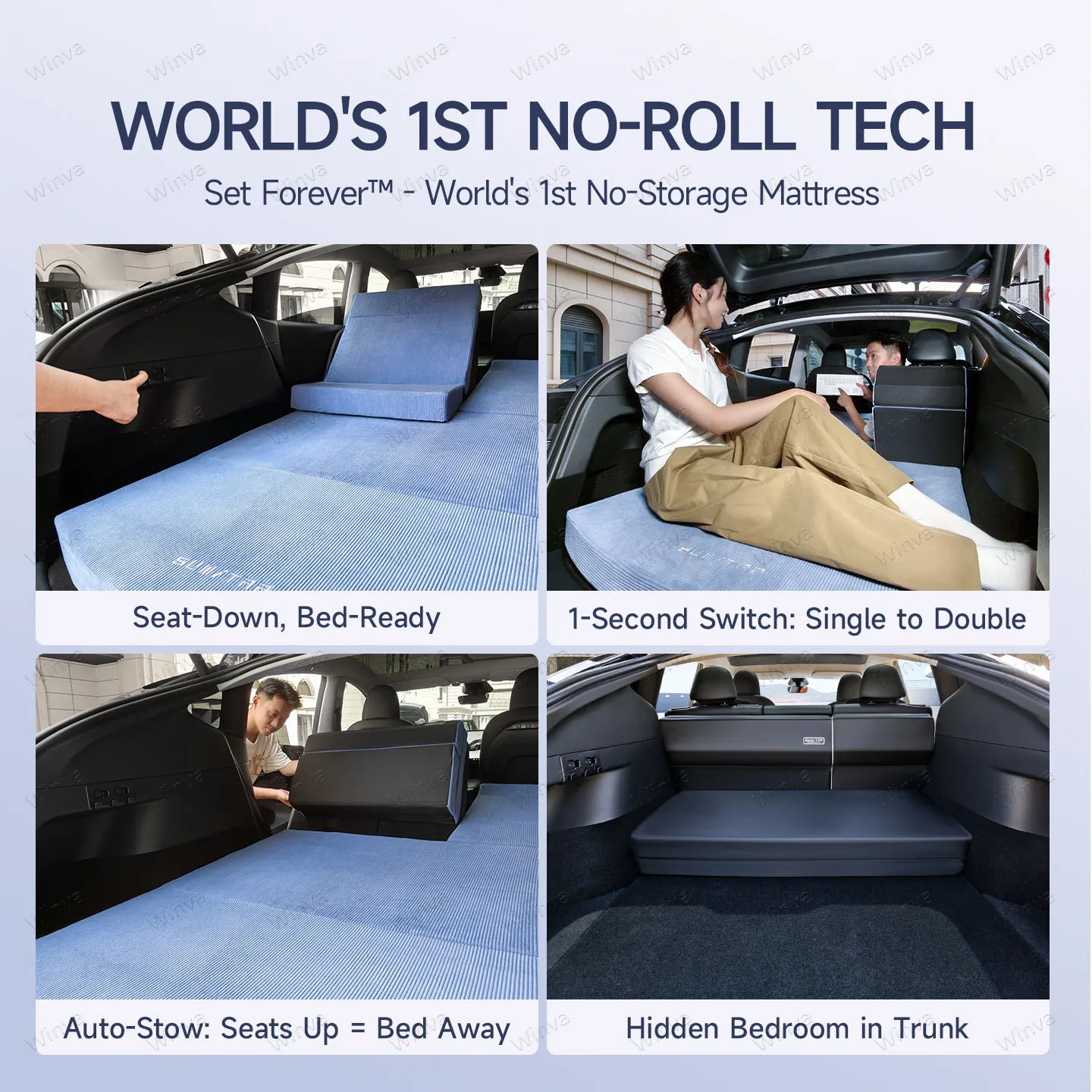 For Tesla Model Y 2020-2025 2026 Juniper Foldable Corduroy Memory Foam Mattress Back Seat Camping Bed for Road Trip Travel Nap