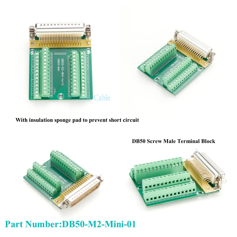 DB50 Male Connector to Terminal Block D-SUB to 50-pin Port Solderless Terminal Adapter Welding-free Breakout Board Signal Module