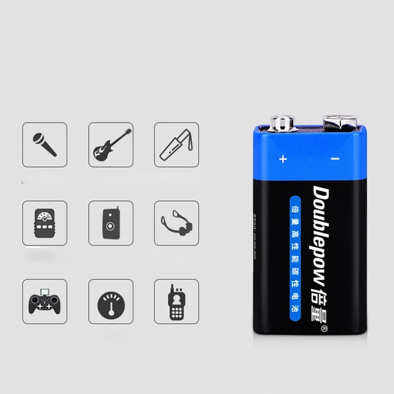 Doublepow 1-10PCS 9 volt battery 9V Disposable Carbon Multimeter Alarm Microphone 6F22 Iron Case Dry Battery