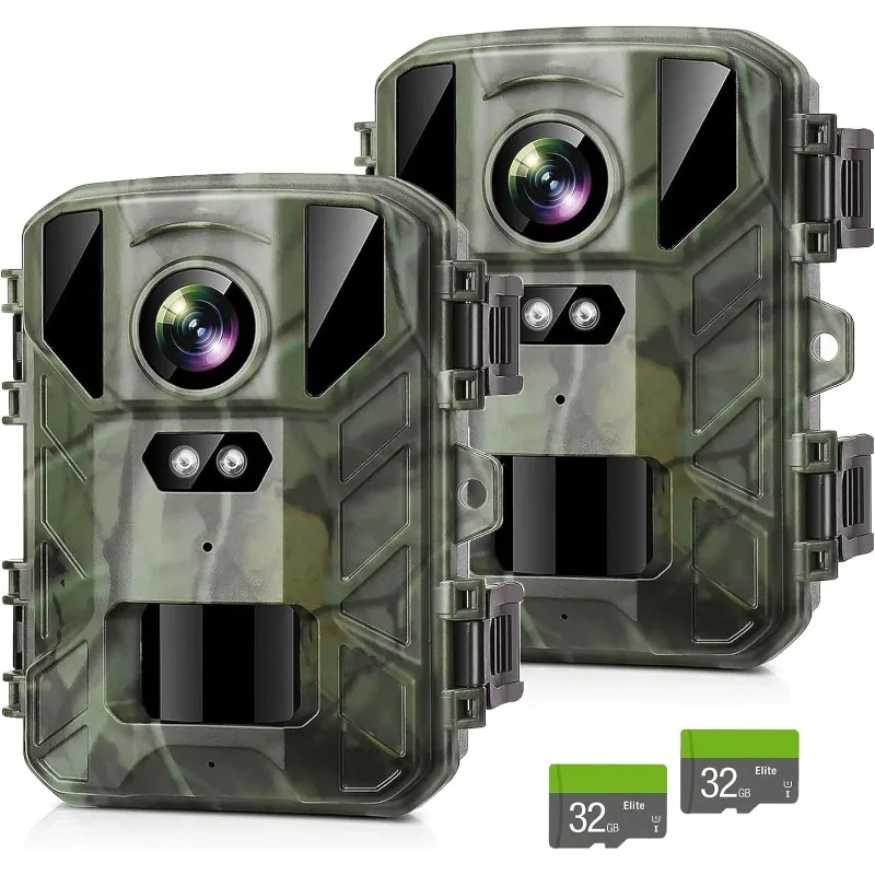 

Уличная мини-камера для наблюдения за дикой природой, 2 шт., 24 МП, 1080P HD, ночное видение, водонепроницаемая, для сада, охоты, наблюдения за птицами, исследования природы