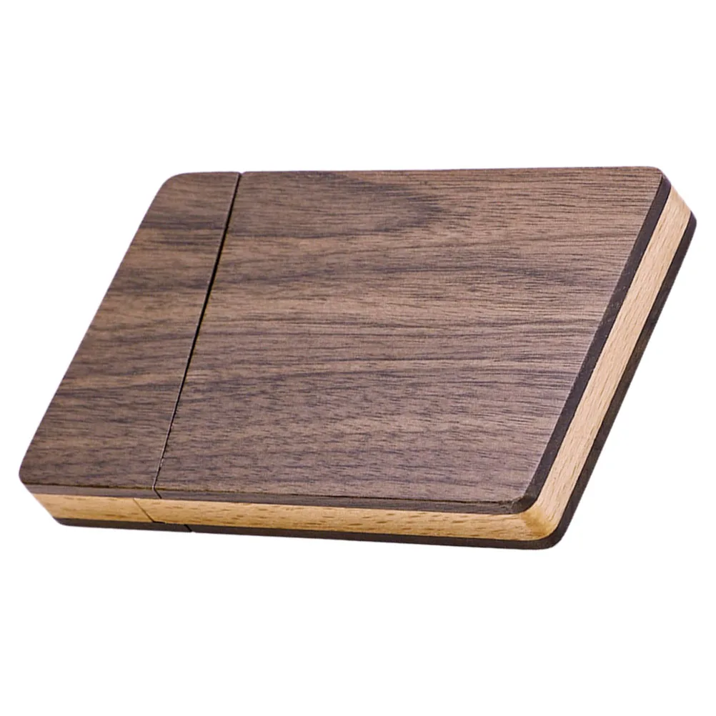 

Wooden Business Card Holder Thin Design Large Capacity Walnut Color Gifts for Men Office Accessories Pocket Size