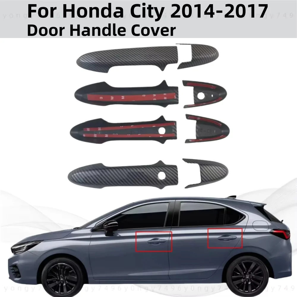 

Карбоновые автомобильные аксессуары с покрытием, внешняя дверная ручка, накладка, стиль пасты для Honda City 2014, 2015, 2016, 2017, наклейки