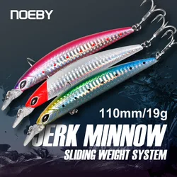 Noeby-künstlicher Köder für das Seefischen, Jerkbait Minnow Angel köder, sinkende Wobbler, gleitendes Gewichts system, 110mm, 19g, 3 Stück
