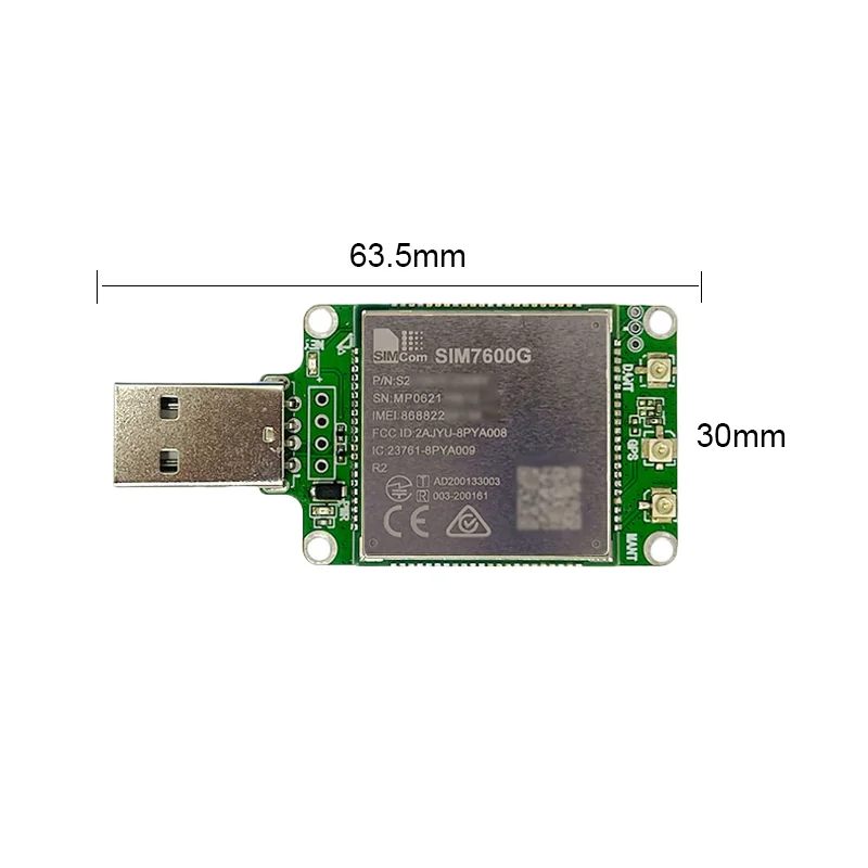 

SIMcom SIM7600G USB Dongle 4G LTE CAT1 Module IOT suporrt GNSS Global Band breakout kit With FPC+GPS antenna TE-A 1pcs