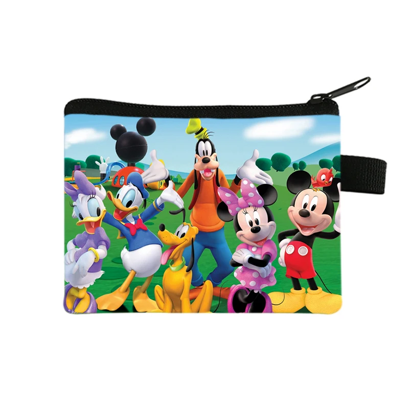 2023 Disney New Mickey Mouse Wallet Minnie Cartoon Purse Women Portable ID Card Holder Kawaii Polyester Key Storage Bag