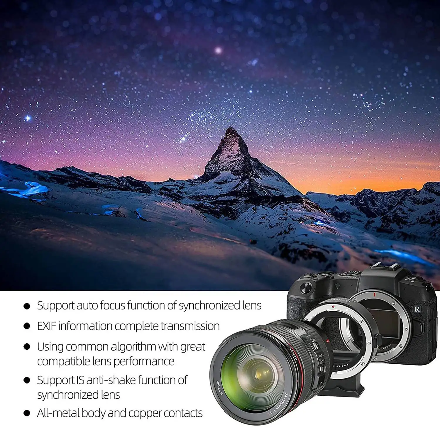 EF-EOSR Camera Lens Auto Focus Adapter Ring Replacement For Canon EF EF-S R7/6/10 R5C R3/5 RP Lens Full Frame Camera