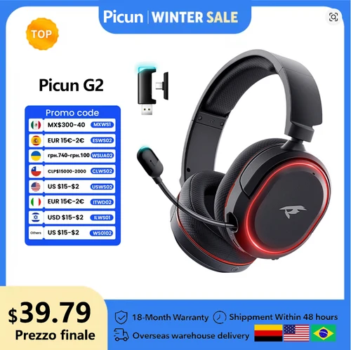 Picun G2 2,4G auriculares inalámbricos para juegos auriculares Bluetooth 5ms baja latencia 7,1 micrófono envolvente ENC para PC PS4 PS5 interruptor de teléfono